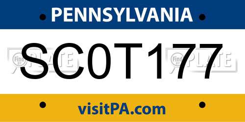SC0T177 Pennsylvania License Plate