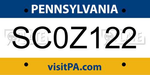 SC0Z122 Pennsylvania License Plate