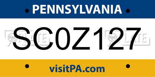 SC0Z127 Pennsylvania License Plate