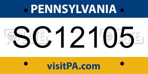 SC12105 Pennsylvania License Plate