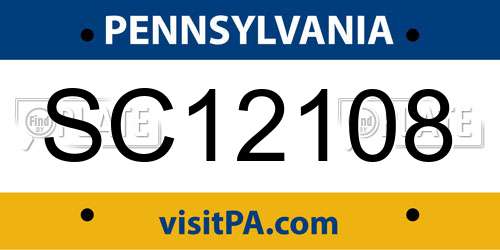 SC12108 Pennsylvania License Plate