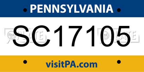 SC17105 Pennsylvania License Plate