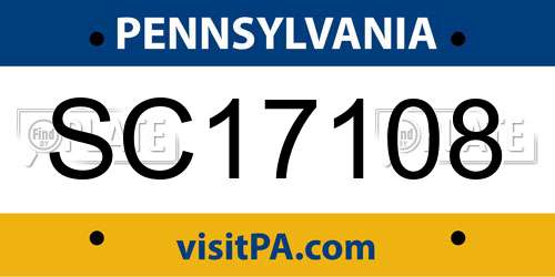 SC17108 Pennsylvania License Plate