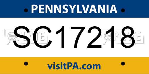 SC17218 Pennsylvania License Plate