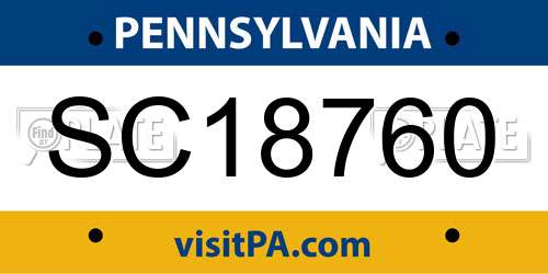 SC18760 Pennsylvania License Plate