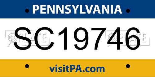 SC19746 Pennsylvania License Plate