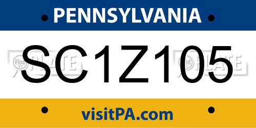 SC1Z105 Pennsylvania License Plate