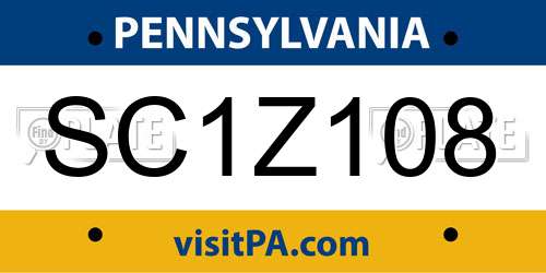 SC1Z108 Pennsylvania License Plate
