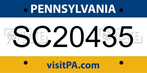 SC20435 Pennsylvania License Plate