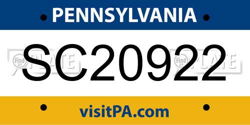 SC20922 Pennsylvania License Plate