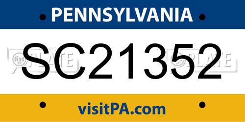 SC21352 Pennsylvania License Plate