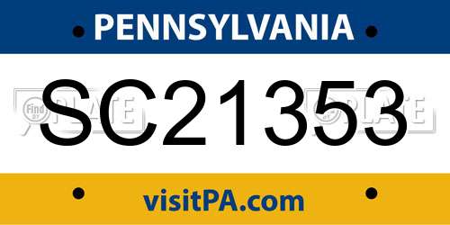 SC21353 Pennsylvania License Plate