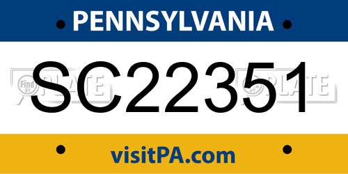 SC22351 Pennsylvania License Plate