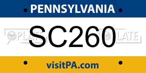 SC260 Pennsylvania License Plate