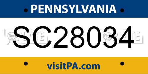 SC28034 Pennsylvania License Plate
