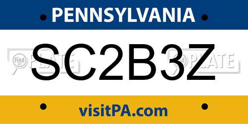 SC2B3Z Pennsylvania License Plate