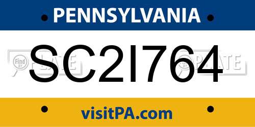 SC2I764 Pennsylvania License Plate