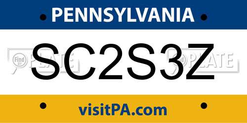SC2S3Z Pennsylvania License Plate
