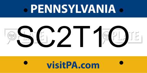SC2T1O Pennsylvania License Plate