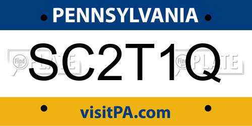SC2T1Q Pennsylvania License Plate