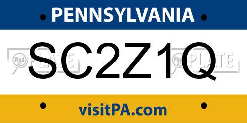 SC2Z1Q Pennsylvania License Plate