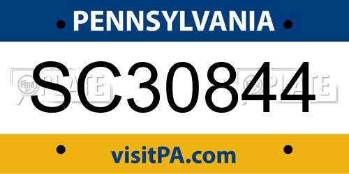 SC30844 Pennsylvania License Plate