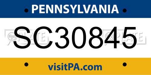 SC30845 Pennsylvania License Plate