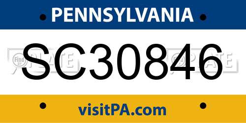 SC30846 Pennsylvania License Plate