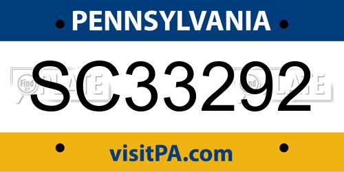 SC33292 Pennsylvania License Plate