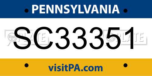 SC33351 Pennsylvania License Plate