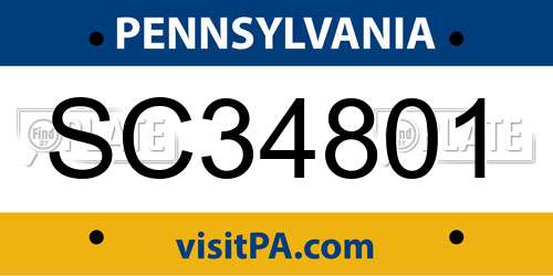 SC34801 Pennsylvania License Plate