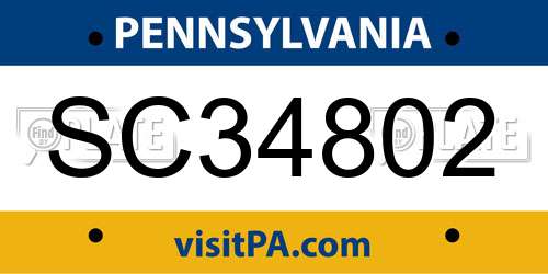 SC34802 Pennsylvania License Plate