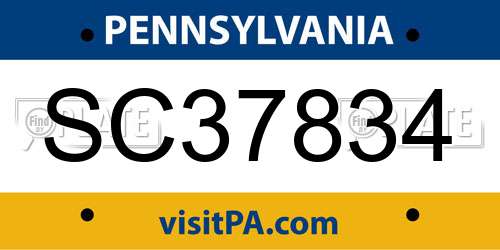 SC37834 Pennsylvania License Plate