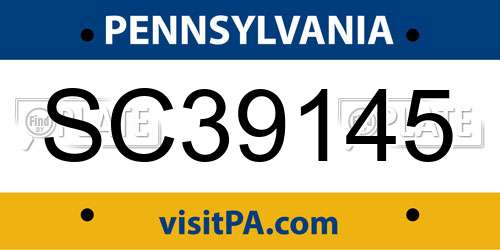 SC39145 Pennsylvania License Plate