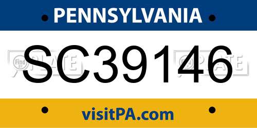SC39146 Pennsylvania License Plate