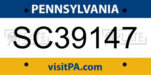 SC39147 Pennsylvania License Plate