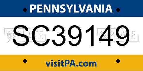 SC39149 Pennsylvania License Plate