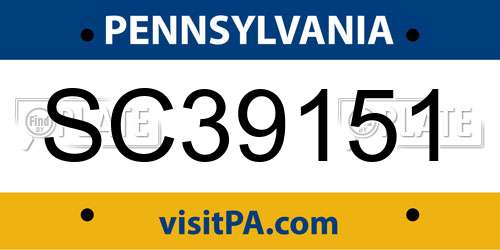 SC39151 Pennsylvania License Plate