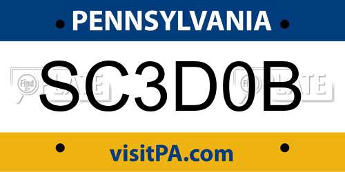 SC3D0B Pennsylvania License Plate
