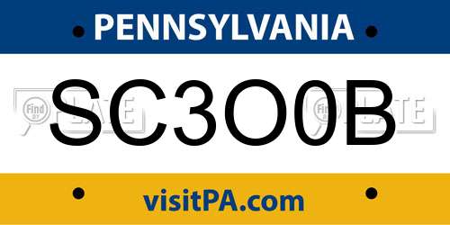 SC3O0B Pennsylvania License Plate