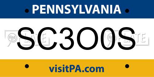 SC3O0S Pennsylvania License Plate