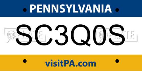 SC3Q0S Pennsylvania License Plate