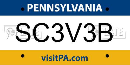 SC3V3B Pennsylvania License Plate