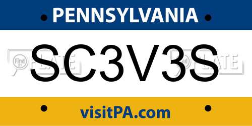 SC3V3S Pennsylvania License Plate
