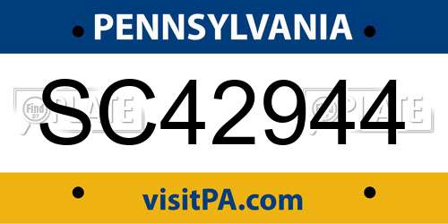 SC42944 Pennsylvania License Plate