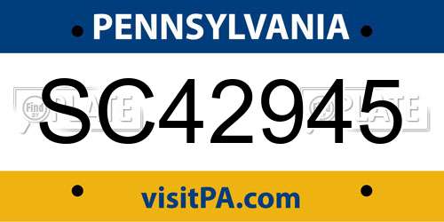 SC42945 Pennsylvania License Plate