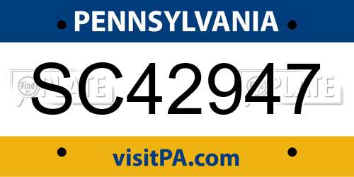 SC42947 Pennsylvania License Plate