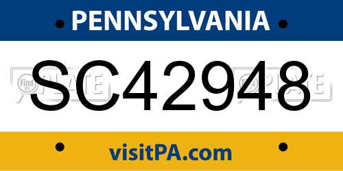 SC42948 Pennsylvania License Plate