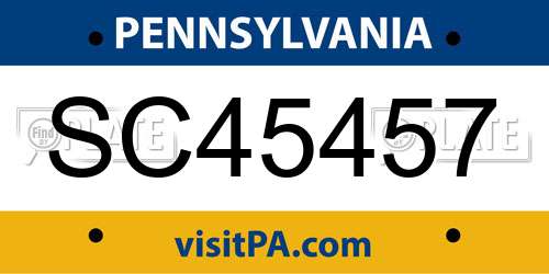 SC45457 Pennsylvania License Plate