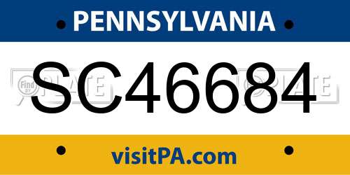 SC46684 Pennsylvania License Plate